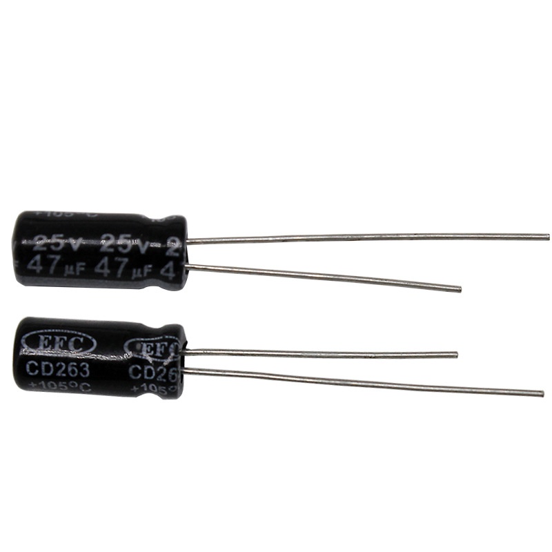 厂家直销 直插电容器47UF 25V/20%体积5*11mm 47uf电解电容DIP