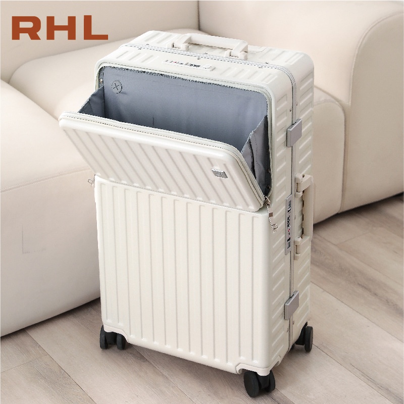 usb充电接口前开仓铝框拉杆登机箱带杯架旅行箱男女行李箱子轻量