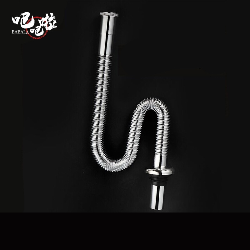 面盆不锈钢下水管洗手盆脸盆下水器排水管配件台盆手池防臭波纹管