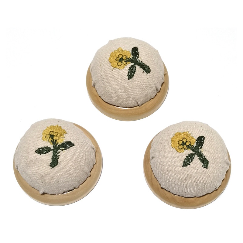 跨境绣花木底针插 针扎田园风针垫插针包十字绣缝纫工具E1002-1