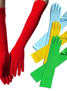 Adult Satin Finger Long Gloves Women Party Prom Costume Glov