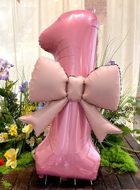 40inch Pink Digital Bowknot Bow Aluminum Foil Balloons for