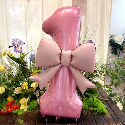 40inch Pink Digital Bowknot Bow Aluminum Foil Balloons for