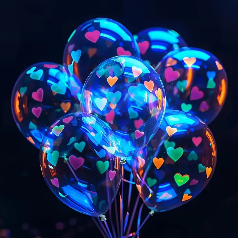 24 Heart-shaped Balloons,reactive Latex glowing  Decoration