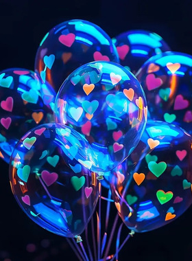 24 Heart-shaped Balloons,reactive Latex glowing  Decoration