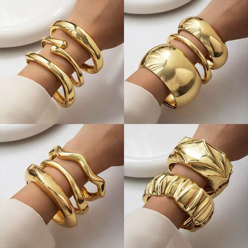 Minimalist Gold Color Chunky Cuff Bangle For Women