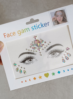 Cross stage makeup face stickers decorated with colored diam