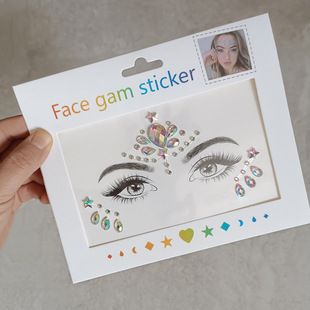 Cross stage makeup face stickers decorated with colored diam