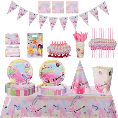 Flag hanging birthday balloon venue set