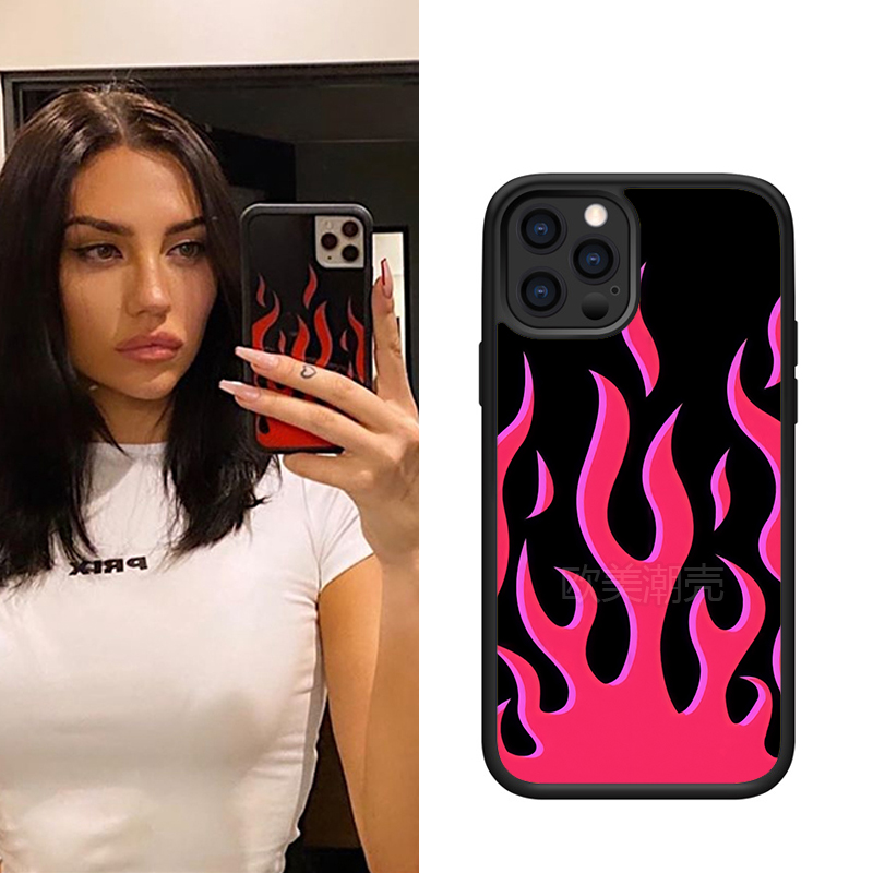 黑红火焰手机壳苹果14promax