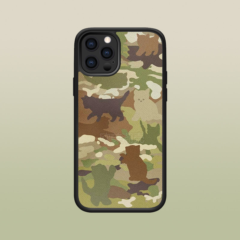 iPhone16pro欧美风15plus新款迷彩风小猫咪手机壳适用14promax防摔11/12个性13/xr潮