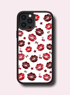 超火红唇蝴蝶结樱桃16pro保护套12背板珠光细闪金属贴片14pro酷xs/xsmax/13/11promax/15plus潮