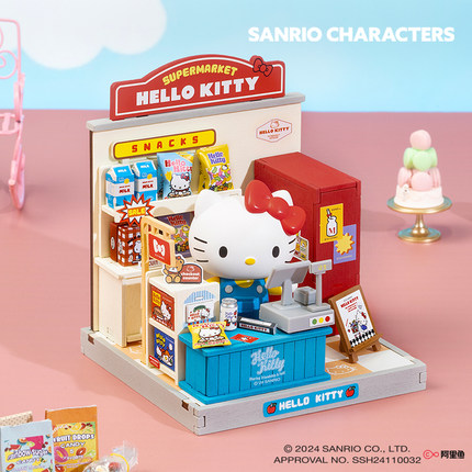 rolife若来三丽鸥家族HelloKitty美乐蒂微缩场景盲盒娃屋摆件玩具