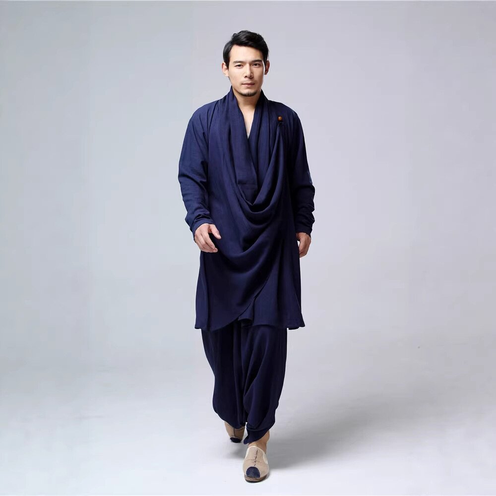 2026新款秋禅麻凡新品棉麻套装太服禅茶服套装修身长款风男装高品