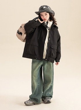 2025新款女童冲锋衣三合一可拆卸中大童冬季加绒外套儿童一体