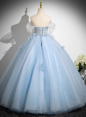 2025新款蓝色晚礼服裙女宴会气质高端感主持人艺考声乐连