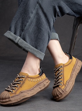 2025新款上海杰骤厚底低帮现货溶解底百搭休闲麦穗花纹爆款女