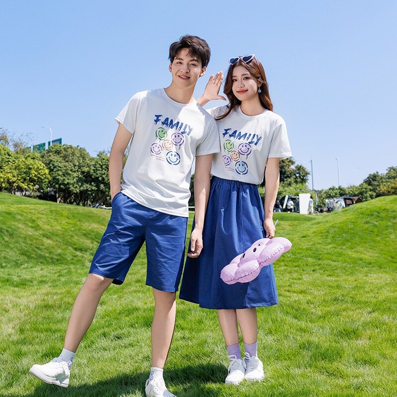 2026新款适合拍照亲子装夏季一家三四口短袖韩版洋气母子母女装度