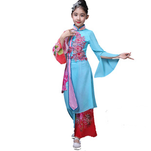 2026新款儿童秧歌服演出服女少儿古典伞舞扇子舞服装飘逸中国
