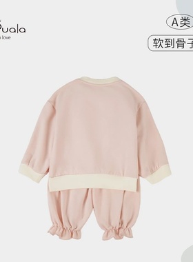 2025新款新纯棉A类婴幼儿卫衣长裤宝宝舒适套装外出服上衣卫