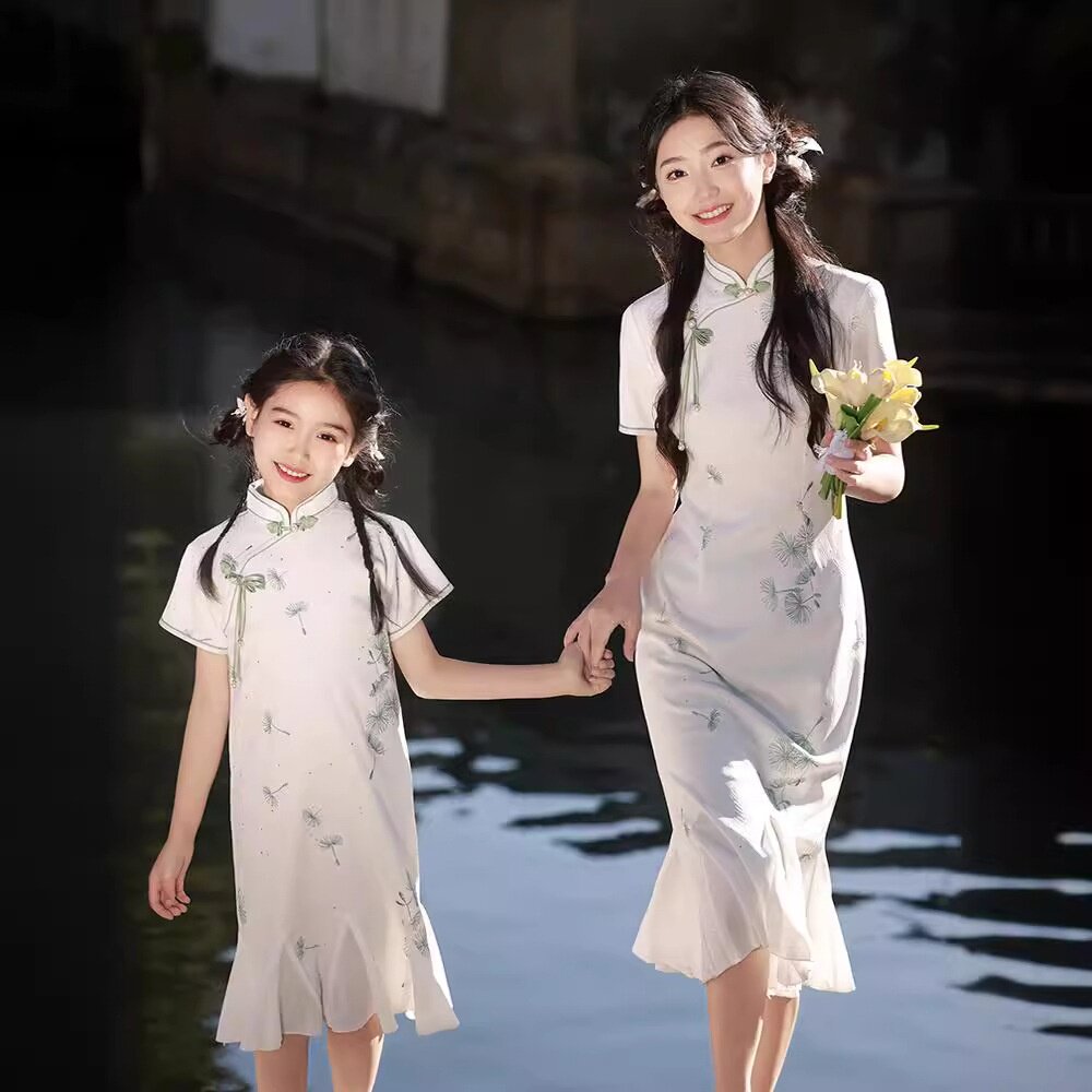 2026新款亲子装夏季母女装汉服连衣裙复古新中式国风女旗袍裙夏款