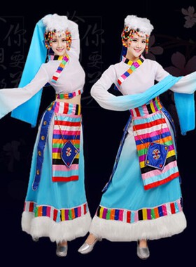 2026新款藏族水袖舞蹈演出服女西藏六一表演衣服广场舞套装成