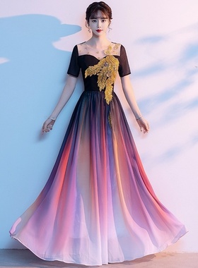 2025新款合唱团演出服女长裙时尚优雅宴会指挥服舞台诗朗诵大