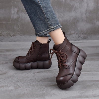 2025新款加绒冬小个子英伦马丁靴头层牛皮复古短靴休闲女