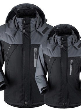 2025新款冬季棉衣防风防水可拆卸连帽棉服男士户外保暖加绒加