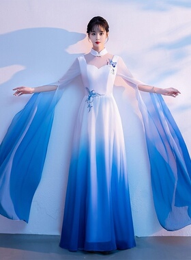 2025新款合唱团演出服女长裙成人高端舞台表演艺考生钢琴独唱