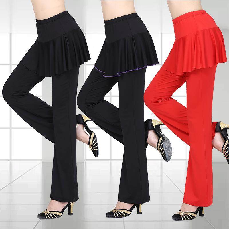 `广场舞服装新款舞蹈裙裤牛奶丝跳舞裤裙长裤女春夏微喇叭运动裤