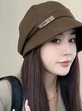 帽子女款2025新款秋冬季渔夫帽瘦脸百搭鸭舌帽大头围显脸小高级感
