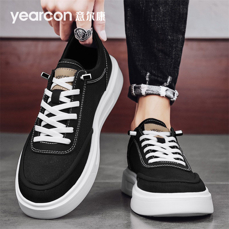 意尔康男鞋2026新款春夏季透气薄款网面板鞋男士休闲帆布鞋爸爸鞋