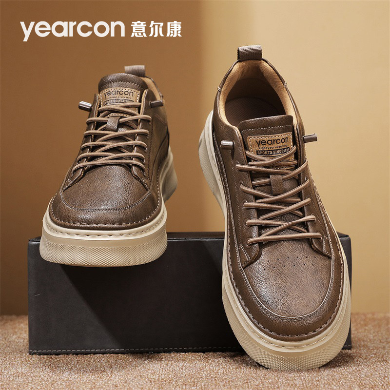 意尔康板鞋男鞋2025新款冬季加绒棉鞋爆款高端一脚蹬男士休闲皮鞋