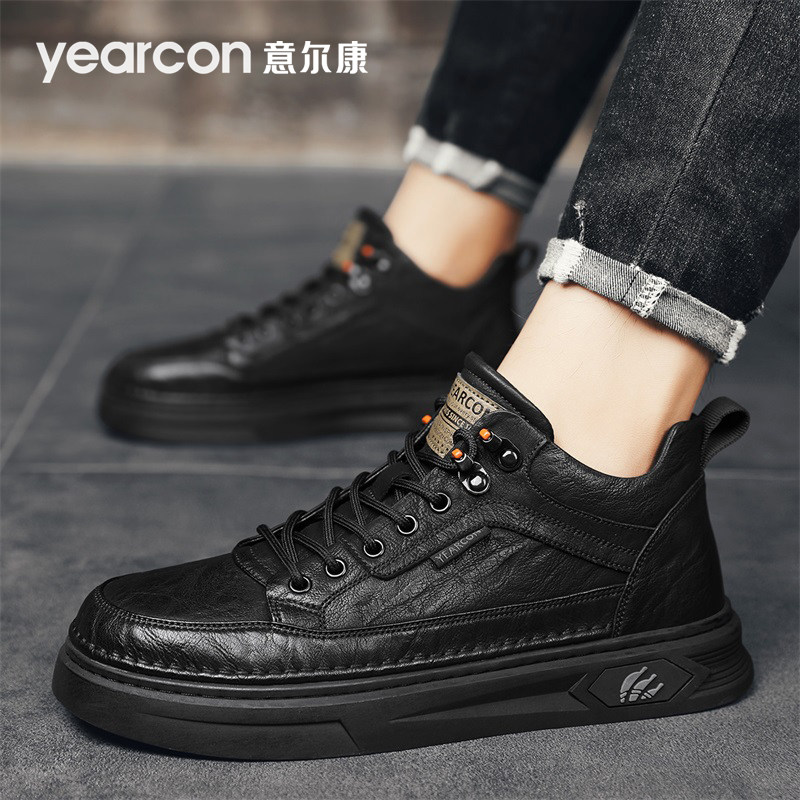 意尔康男鞋2026新款潮流春秋冬季加绒板鞋爆款马丁靴男士休闲皮鞋