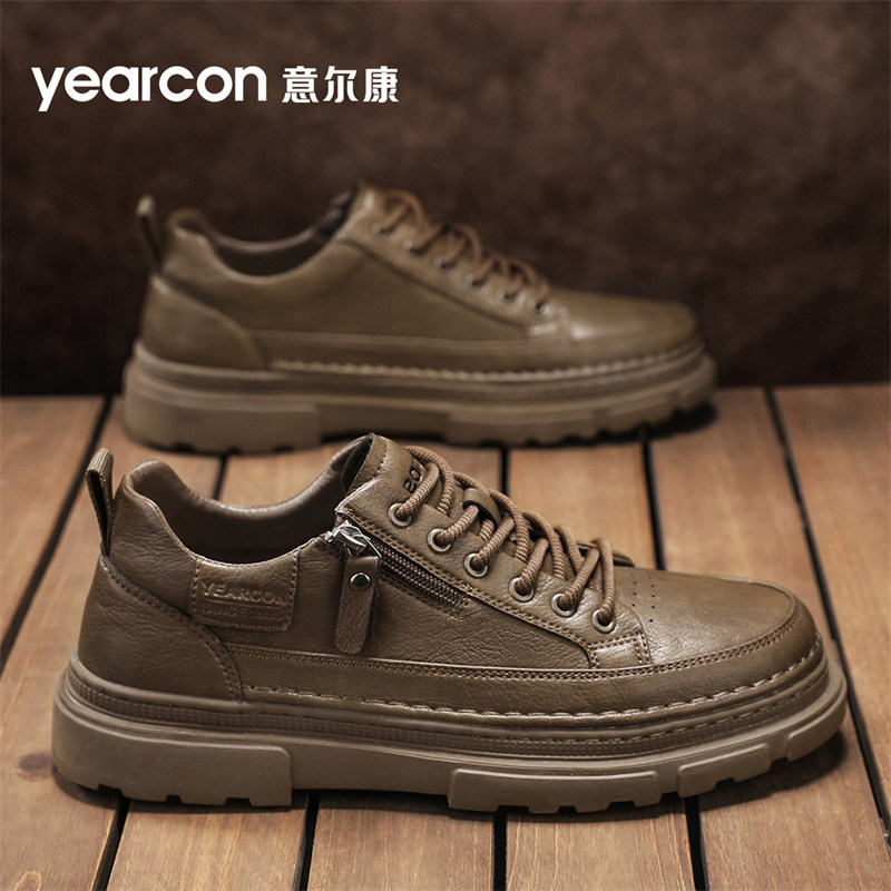 意尔康板鞋男鞋2026新款春秋夏季英伦风低帮马丁靴男士休闲皮鞋子
