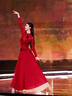 金晨【卜卦】同款2024年会民族古典大摆裙半身纱裙植绒演出舞蹈服