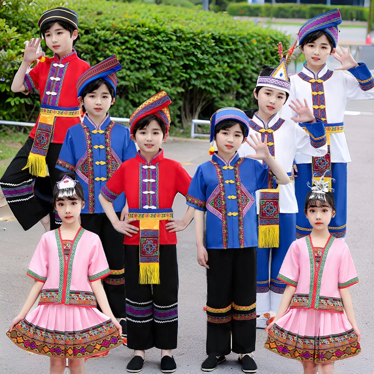 56个民族广西壮族三月三民族服装女苗族土家族侗族黎族傣族表演服