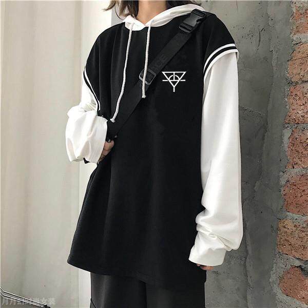 秋冬季华晨宇同款衣服学生宽松卫衣拼接加绒火星人应援上衣女外套