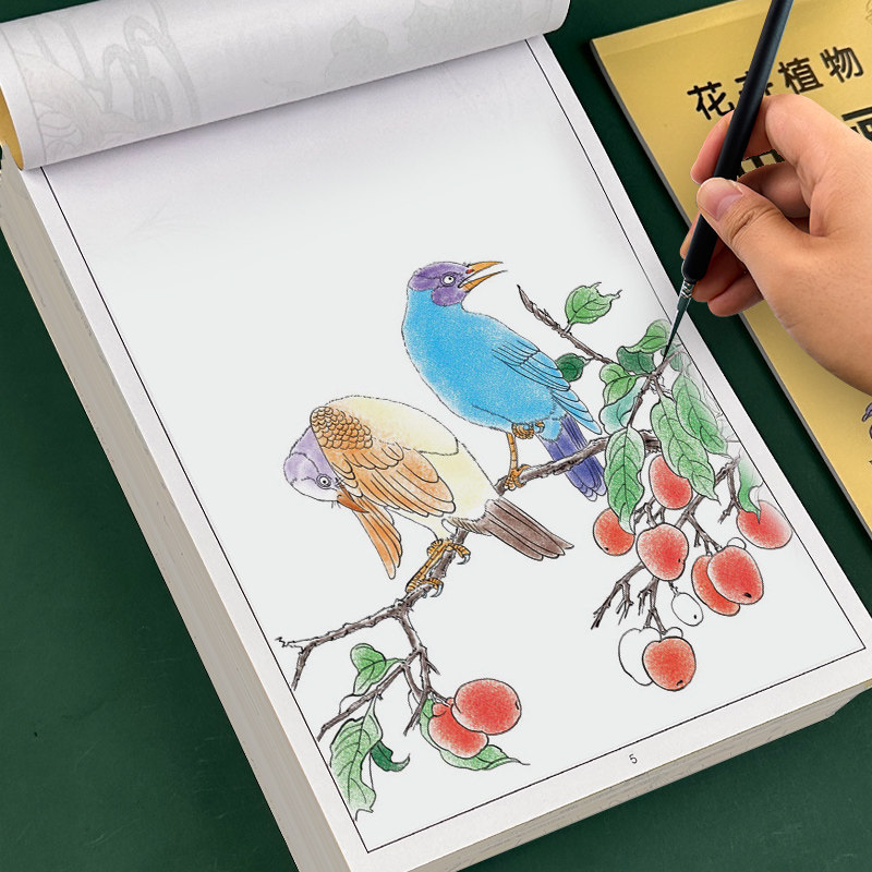 中国画白描描摹本工笔画入门描红本勾线笔毛笔画人物山水花卉动物自学零基础国画临摹画帖白描画本线描底稿本