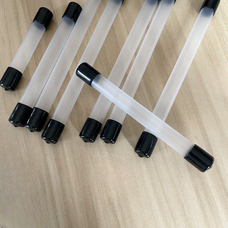 PP半透明包装管配黑胶帽塑料套管磨砂包装收纳刷子眉笔美妆小工具