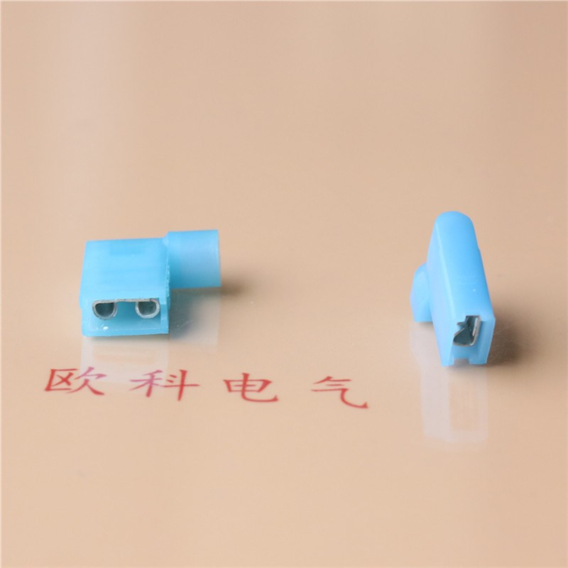 FLDNY2-187全绝缘尼龙耐高温旗形插簧端子4.8冷压接.线端子蓝色