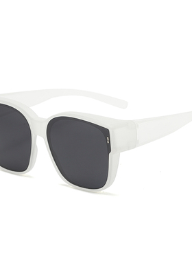 cyxus近视墨镜女偏光防紫外眩光大框开车专用白色框太阳镜套镜男