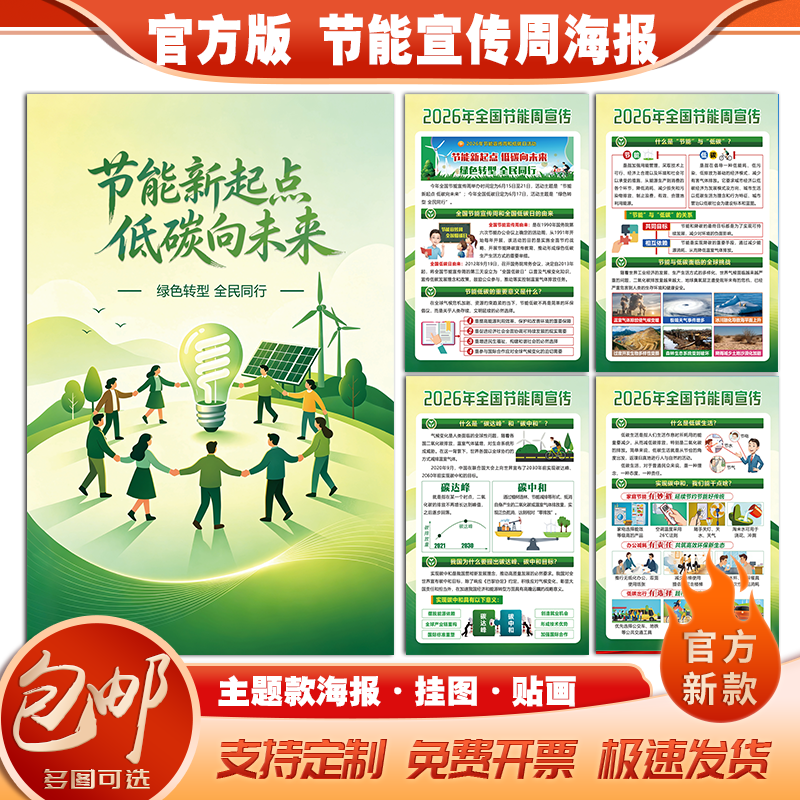 2026年节能宣传周海报贴画节能减排宣传海报节能宣传周宣传单环境日海报节能低碳宣传周海报挂图低碳日海报