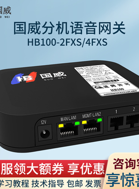 国威HB100-2FXS/4FXS模拟分机语音网关IAD普通传真适配器IP电话网关SIP传输转换器