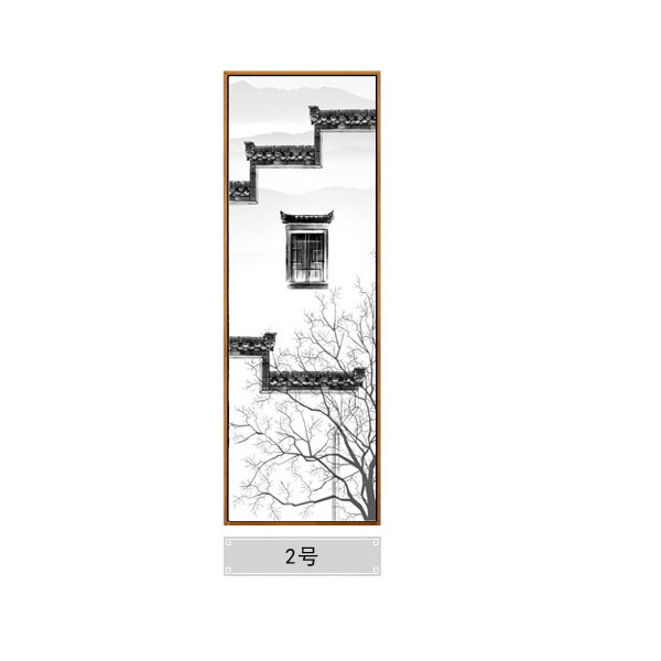 新中式客厅徽派建筑马头墙装饰画四联屏酒店挂画徽州茶楼餐厅壁画
