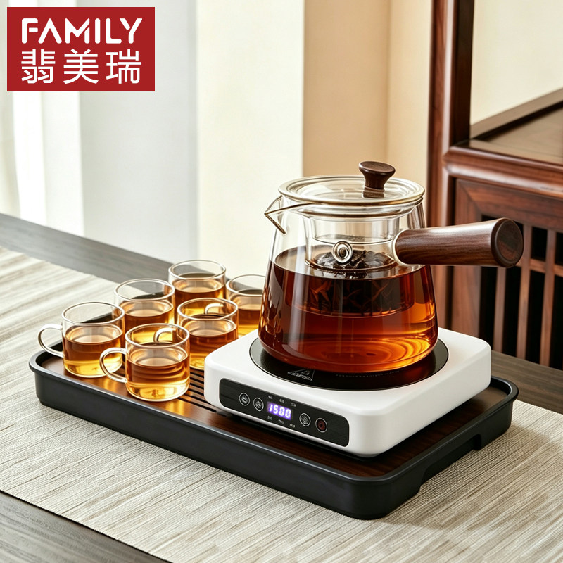玻璃煮茶壶侧把耐高温过滤木把泡茶壶电陶炉煮茶器家用烧水壶茶具