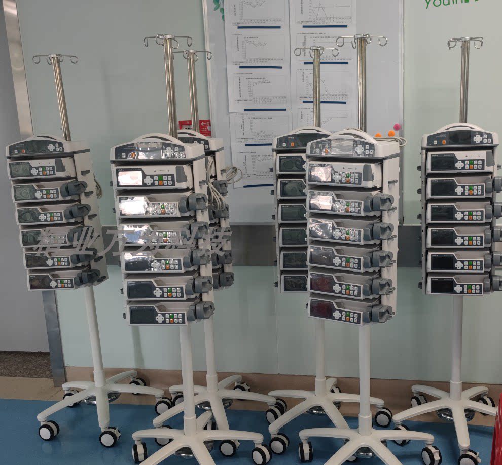 迈瑞贝朗注射泵推车营养液挂架带篮把手输液泵移动支架铝合金顶部