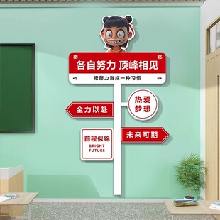 班级布置教室装饰开学黑板报素材文化哪吒墙贴初中考自习励志标语
