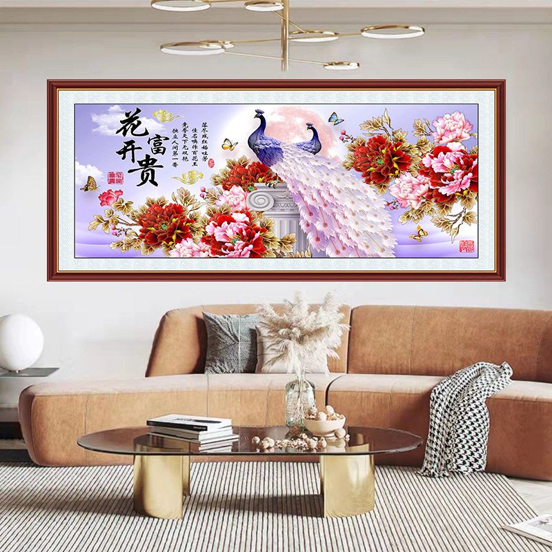 客厅自粘壁画客厅装饰画墙纸沙发背景墙现代简约3D立体墙贴孔雀图片